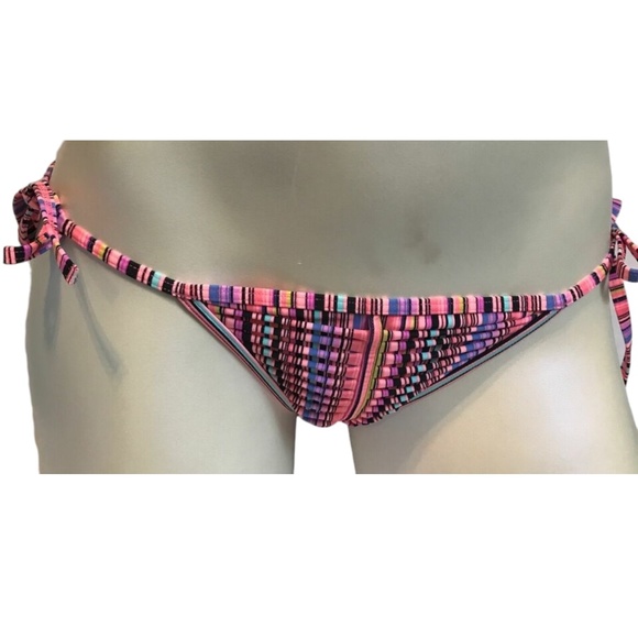 Victoria's Secret Multi Geo Stripe Cut Out Side Tie Swim Bottom XS - Picture 1 of 2